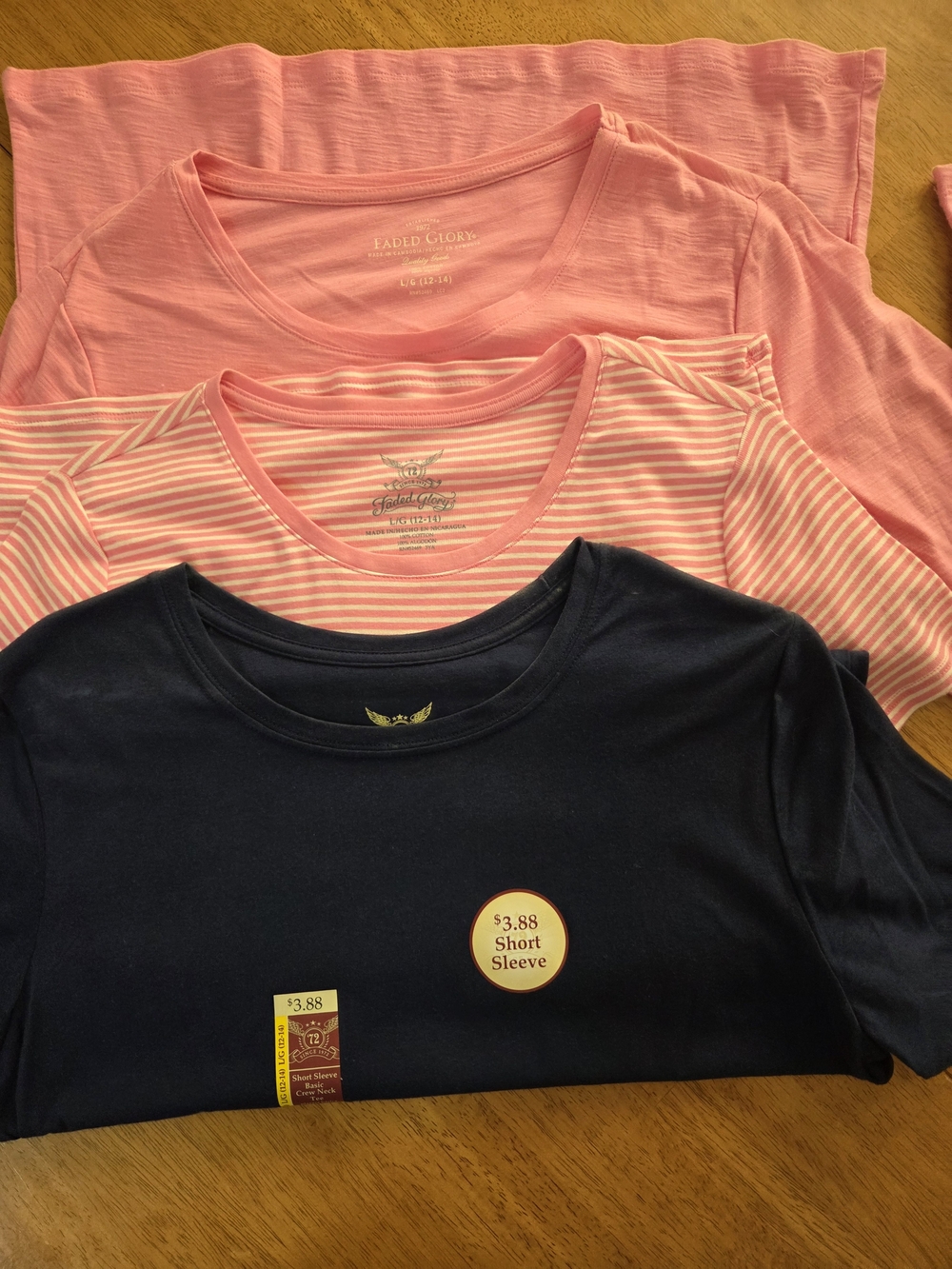 Faded Glory Womens' Short Sleeve Tee 3-Pack - Pink & Navy